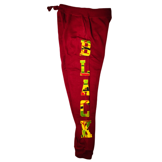 Samples: Adult Joggers Sweatpants, Multiple Kente Prints - Large Print BLACK