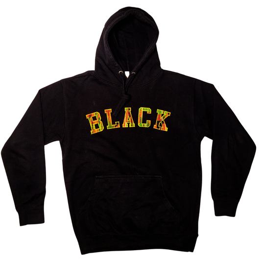 Samples: Adult Hoodies, Various Kente Prints - BLACK - No Kente Hoodie