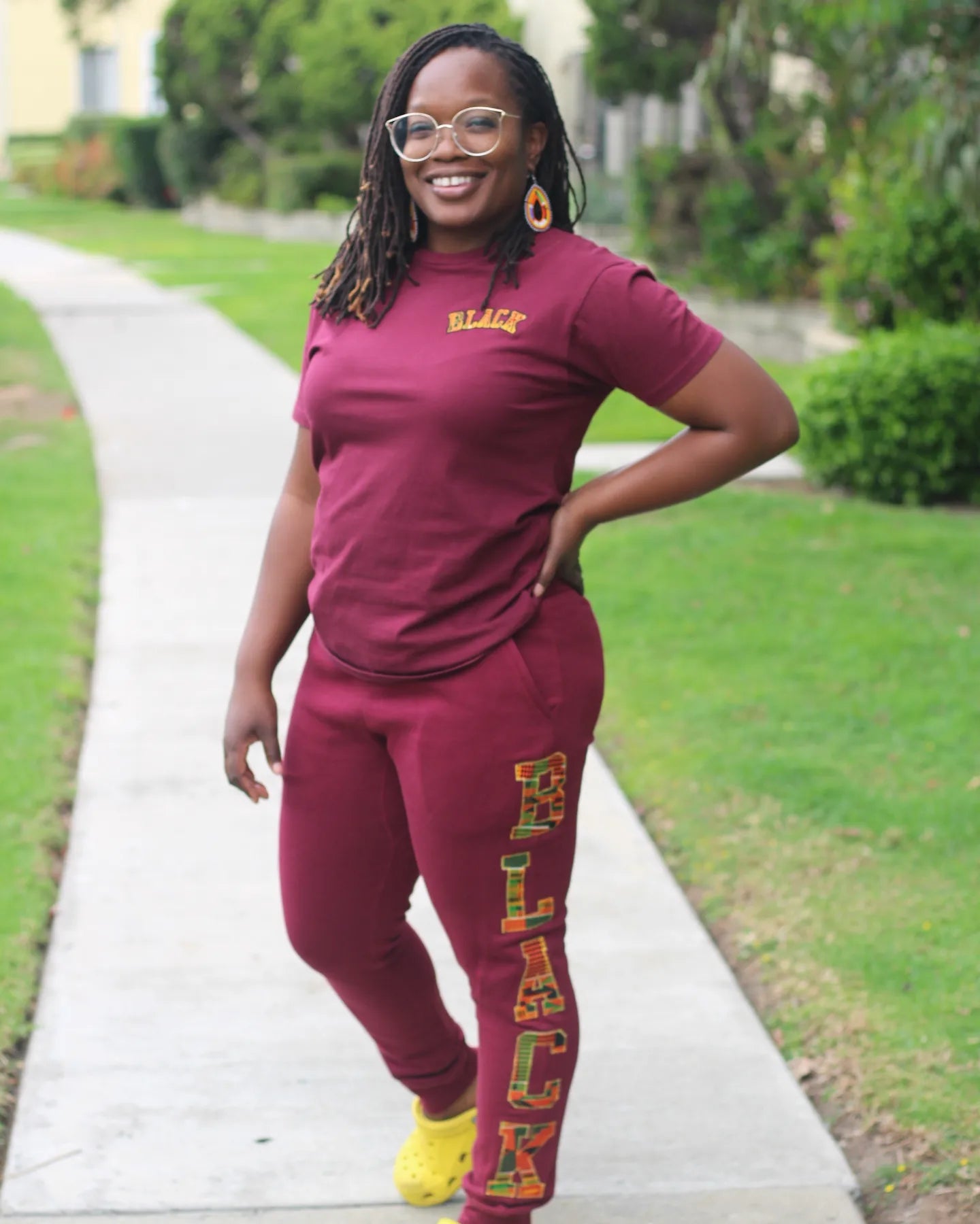 Samples: Adult Short Sleeve Tees, Classic Kente Print: Small Print - Black