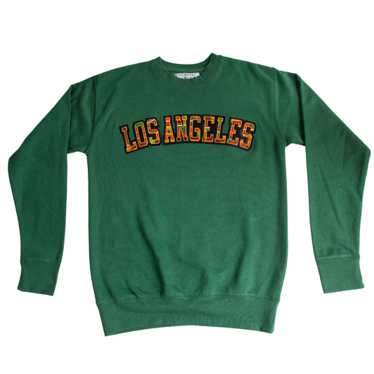 Adult Crewneck Sweatshirt, Classic Kente Print: Large Print - Los Angeles