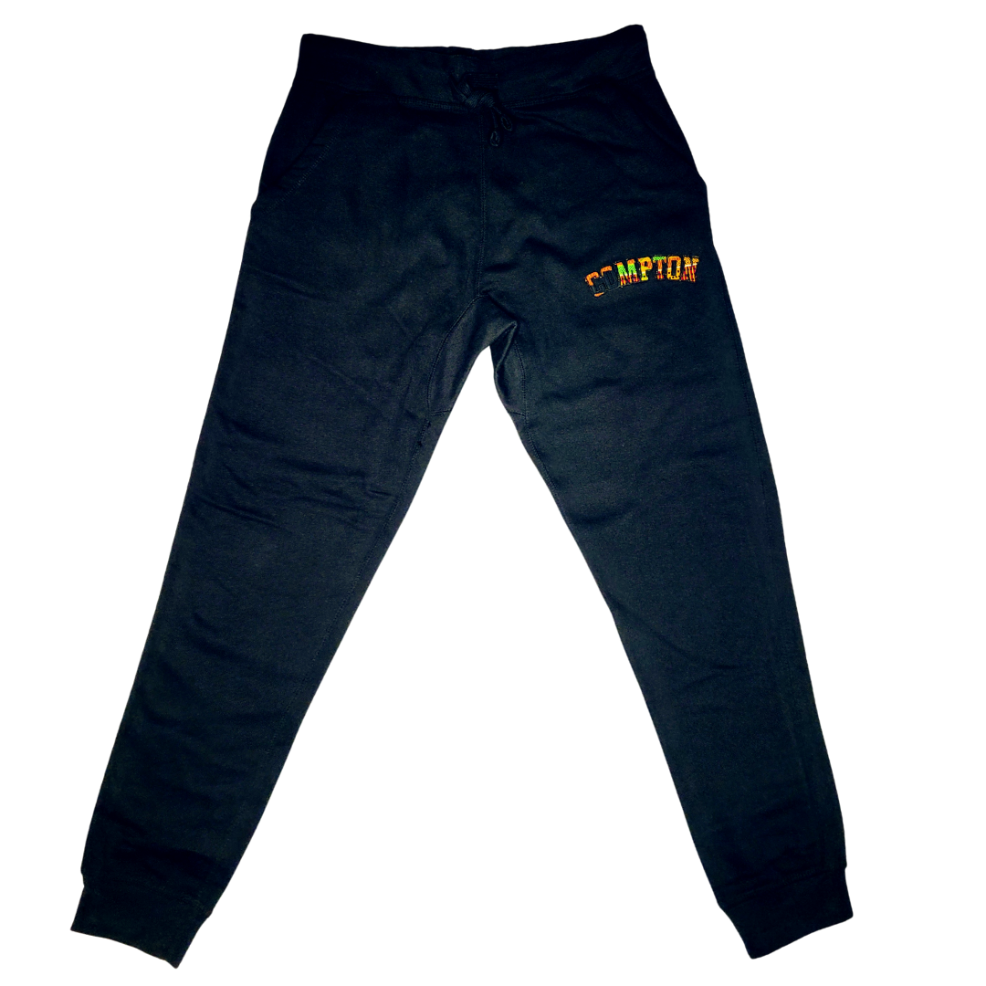 Samples: Adult Joggers Sweatpants, Red, Green, Yellow, Black, White Kente Print - Compton