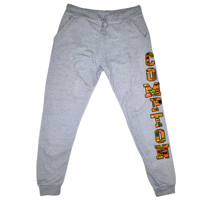 Samples: Adult Joggers Sweatpants, Red, Green, Yellow, Black, White Kente Print - Compton