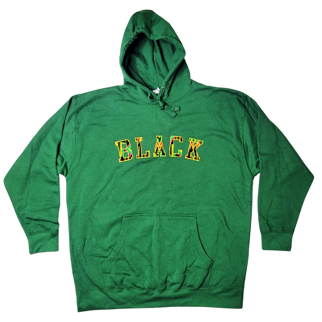 Samples: Adult Hoodies, Various Kente Prints - BLACK - No Kente Hoodie