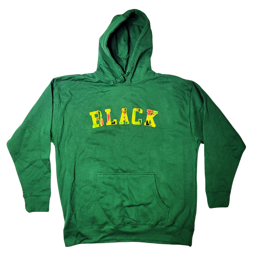 Samples: Adult Hoodies, Various Kente Prints - BLACK - No Kente Hoodie