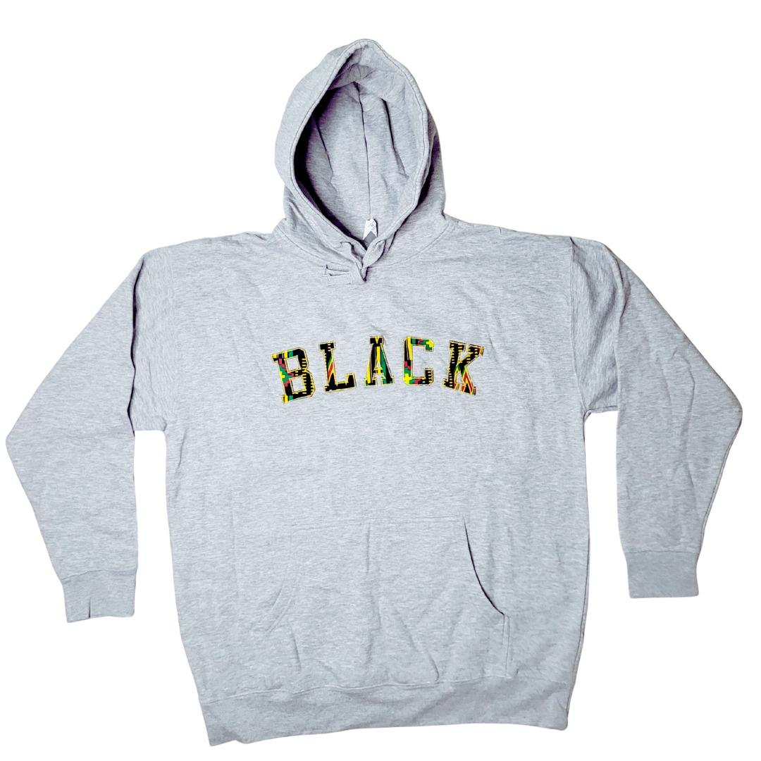 Samples: Adult Hoodies, Various Kente Prints - BLACK - No Kente Hoodie