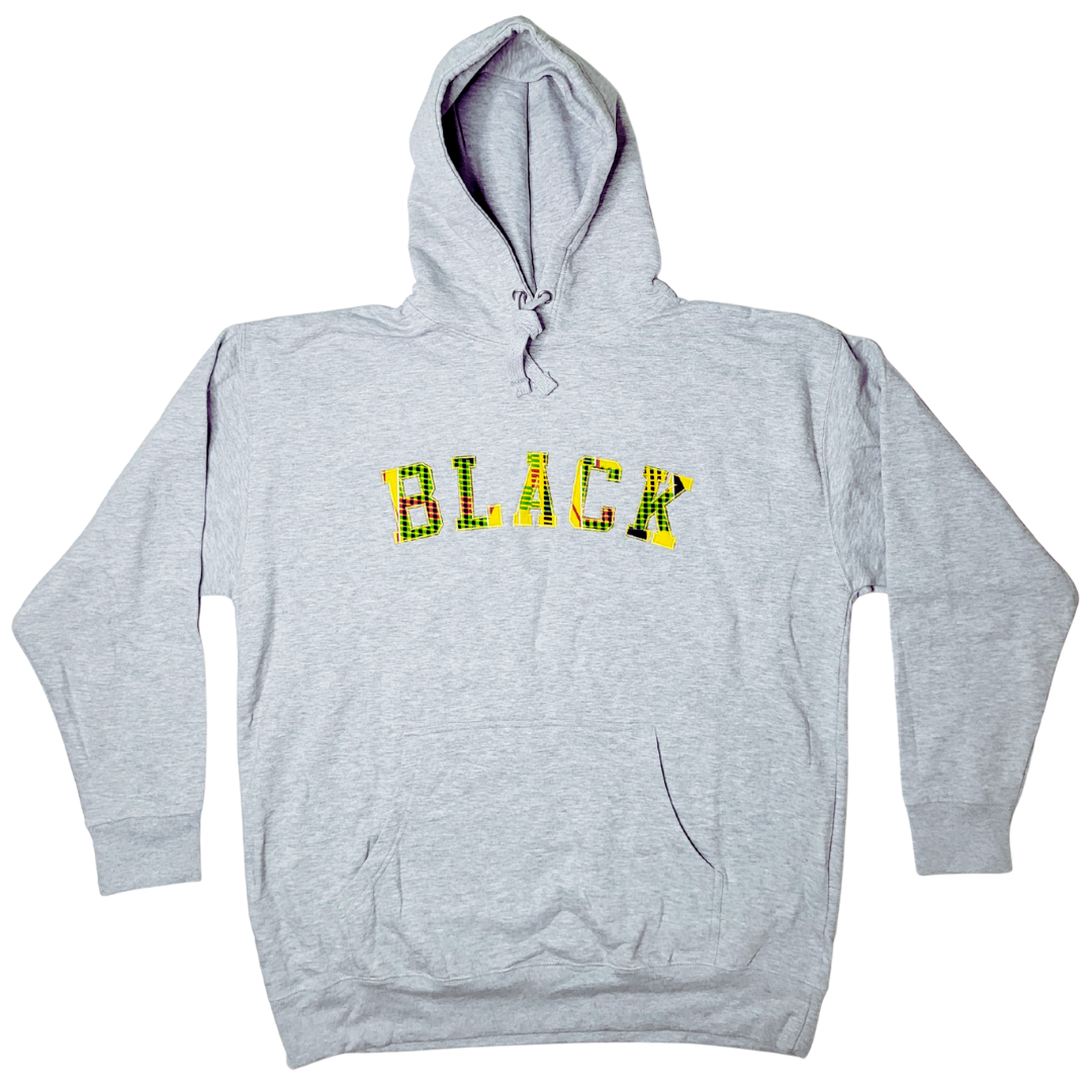 Samples: Adult Hoodies, Various Kente Prints - BLACK - No Kente Hoodie