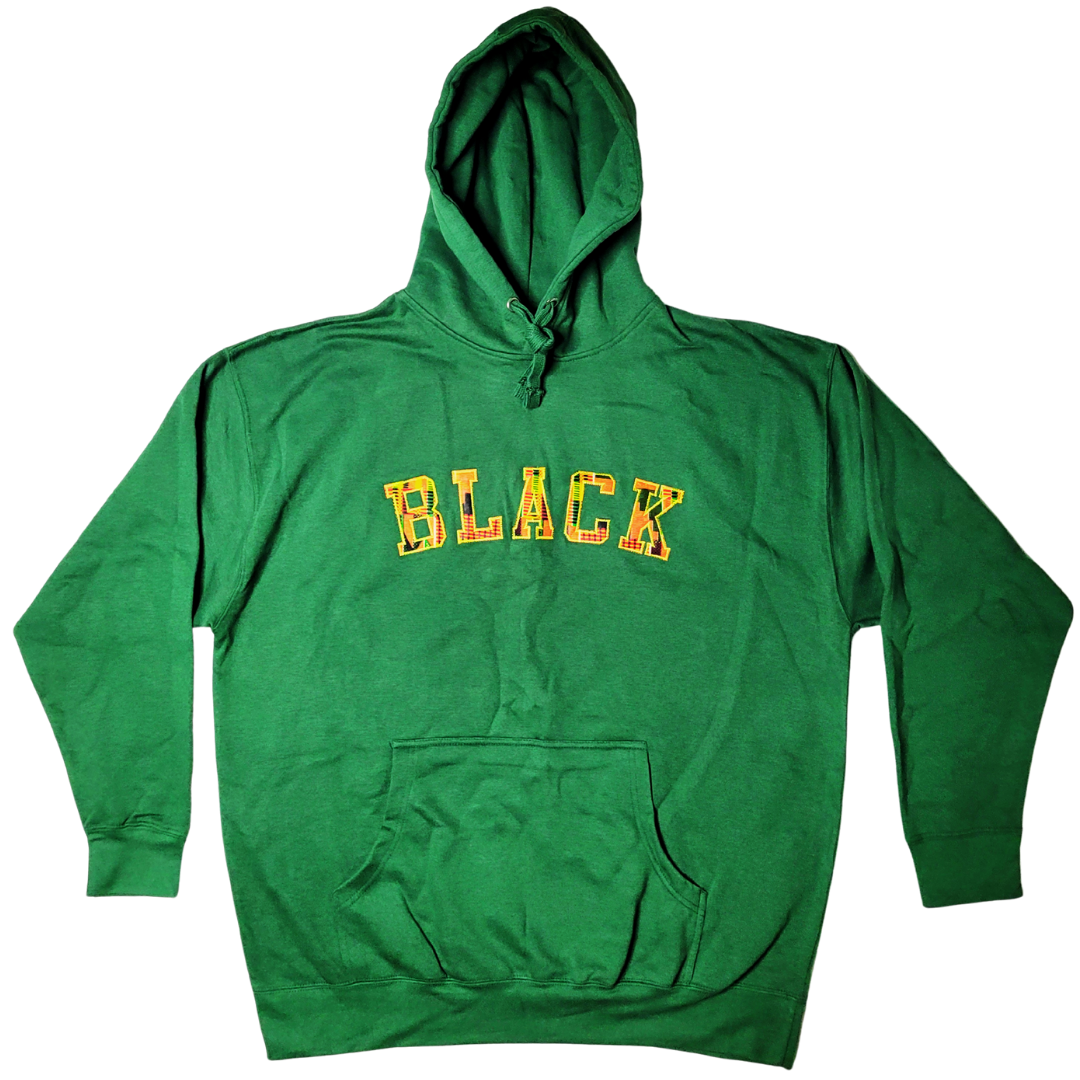 Samples: Adult Hoodies, Various Kente Prints - BLACK - No Kente Hoodie