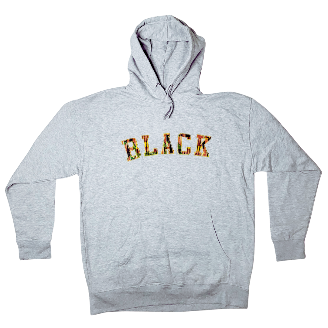 Samples: Adult Hoodies, Various Kente Prints - BLACK - No Kente Hoodie