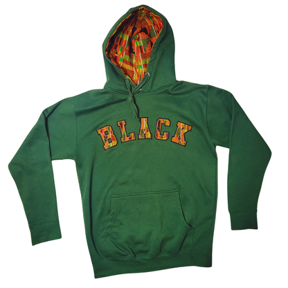 Samples: Adult Hoodies, Various Kente Prints - BLACK - Kente Hoodies