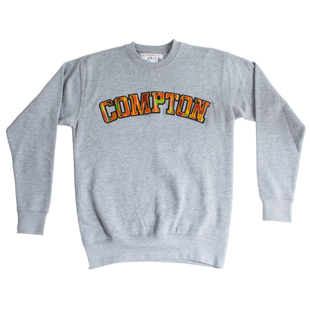 Adult Crewneck Sweatshirt, Classic Kente Print: Large Print - Compton