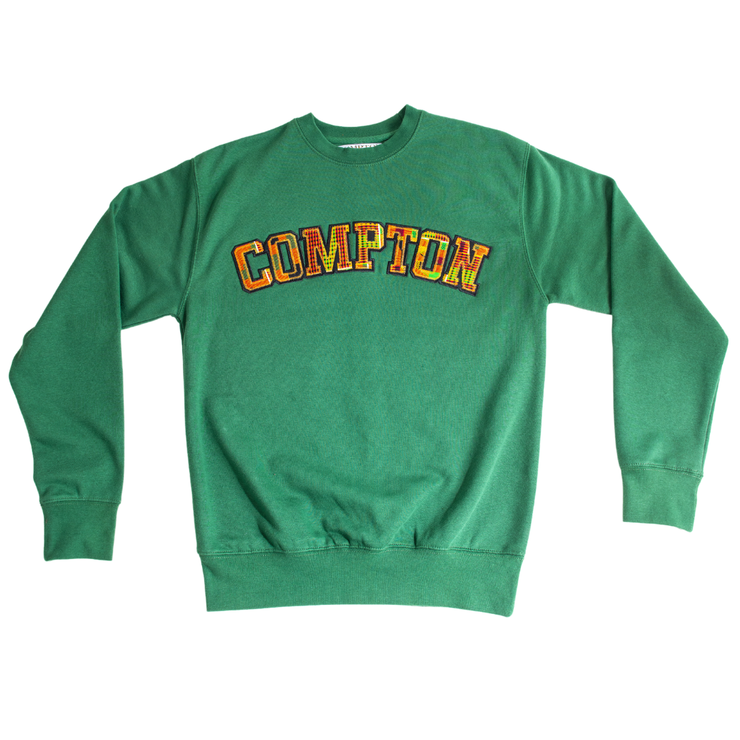 Adult Crewneck Sweatshirt, Classic Kente Print: Large Print - Compton